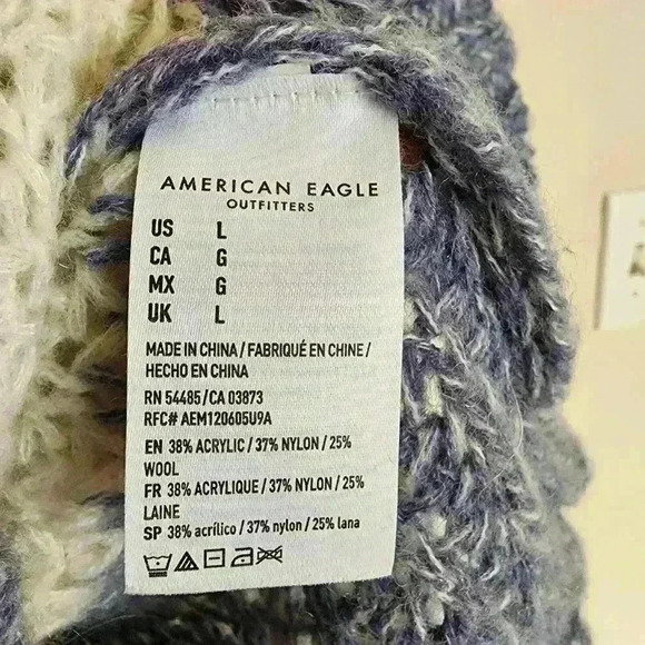 American Eagle Women's Knit Chunky Multicolored Striped Wool Fall Sweater Large - Picture 11 of 11